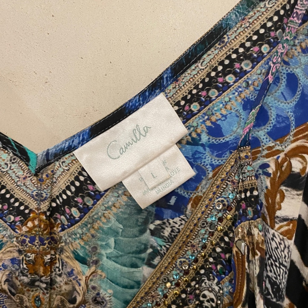 Camilla Franks, Shoestring Camisole, Split Back, 100% Silk, Size L - Picture 3 of 3